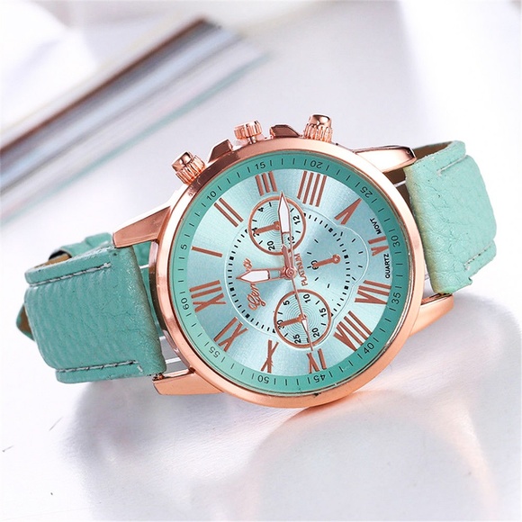 Turquoise Roman Numerals Analog Quartz Watch NWT - Picture 2 of 6
